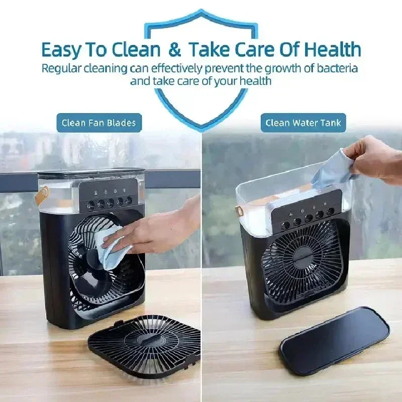 3 in 1 New Fan Air Conditioner Household Small Air Cooler LED Night Light Portable Humidifier Air Adjustment Fan Office Home Fan