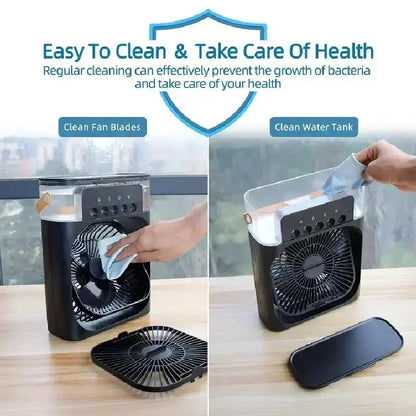 3 in 1 New Fan Air Conditioner Household Small Air Cooler LED Night Light Portable Humidifier Air Adjustment Fan Office Home Fan